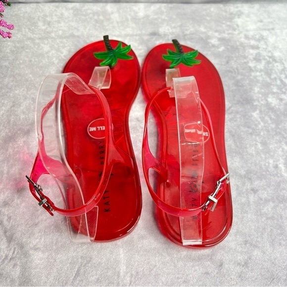KATY Perry Womens The Geli-Pvc Ankle Strap Palm Tree Sandals Red Size 11 - Picture 4 of 9